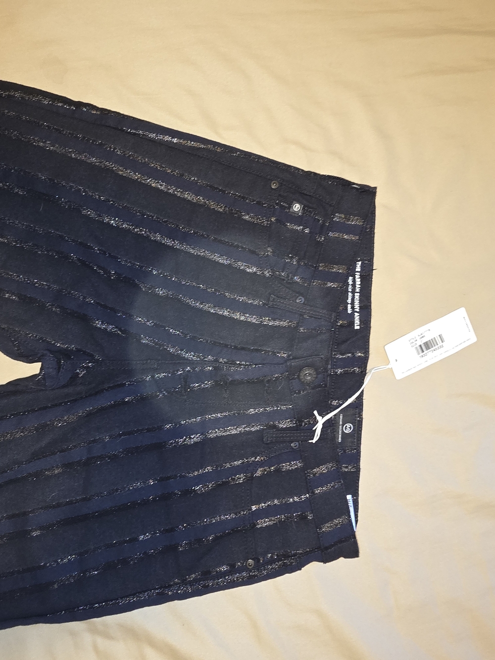 Ag Adriano Goldschmied Black Jeans with Metallic Stripe Detail Sz 27 NwT